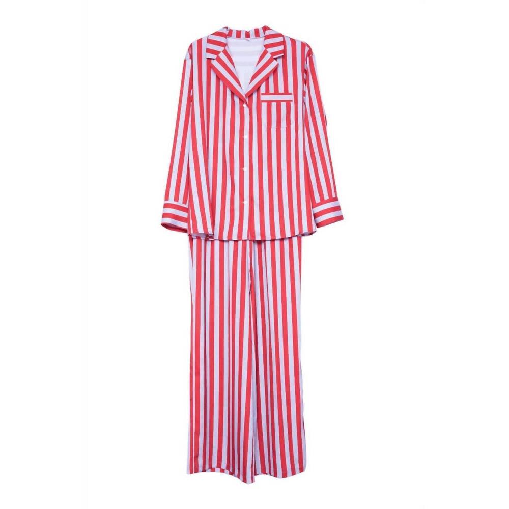 NEW KATYDID women's striped satin pajama set in lilac